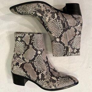 AERA Women’s Python Leather Boots 100% Vegan Mid Calf Italy block heel 11